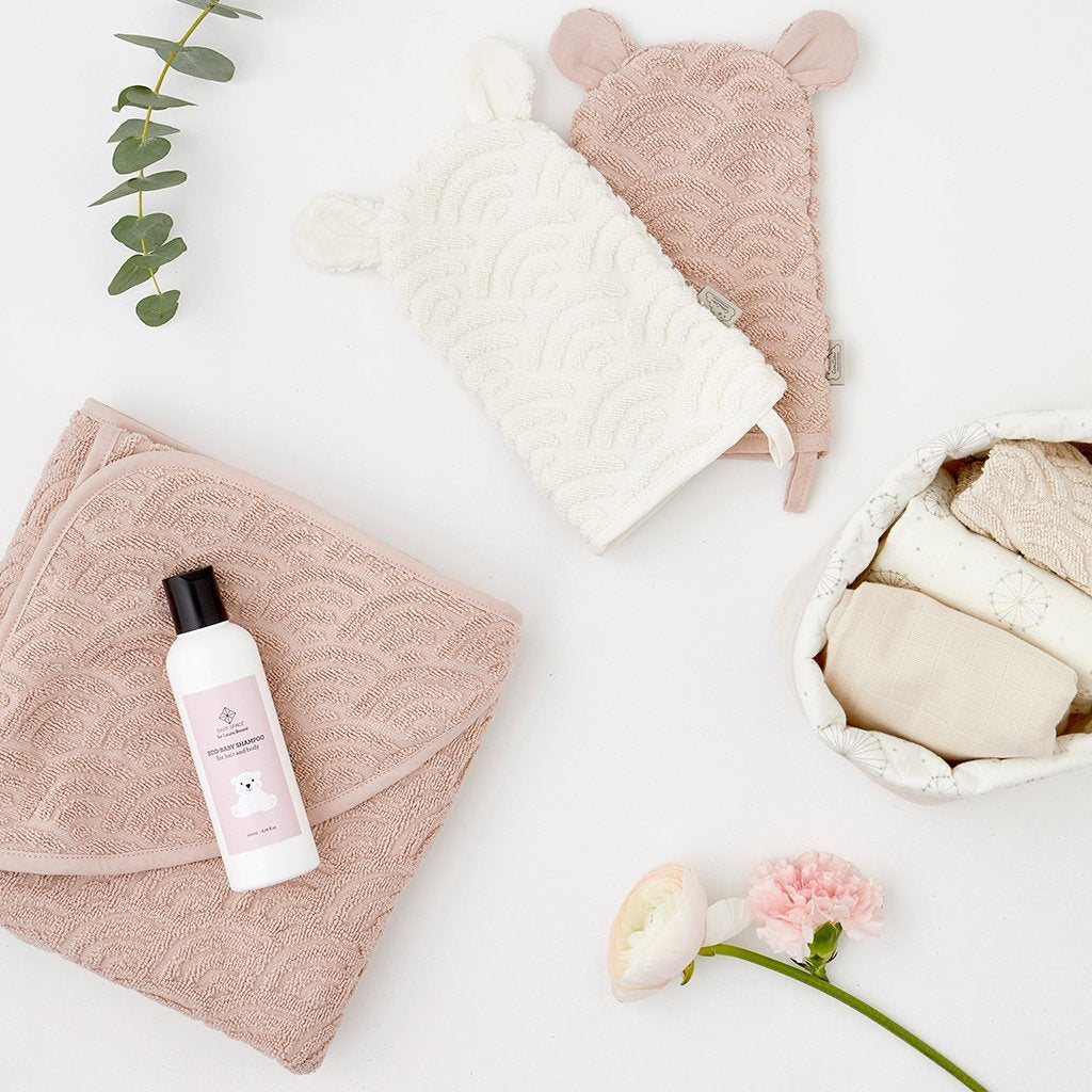 CamCam® Brisača s kapuco in ušesi GOTS Dusty Rose 80x80 Cam Cam Copenhagen