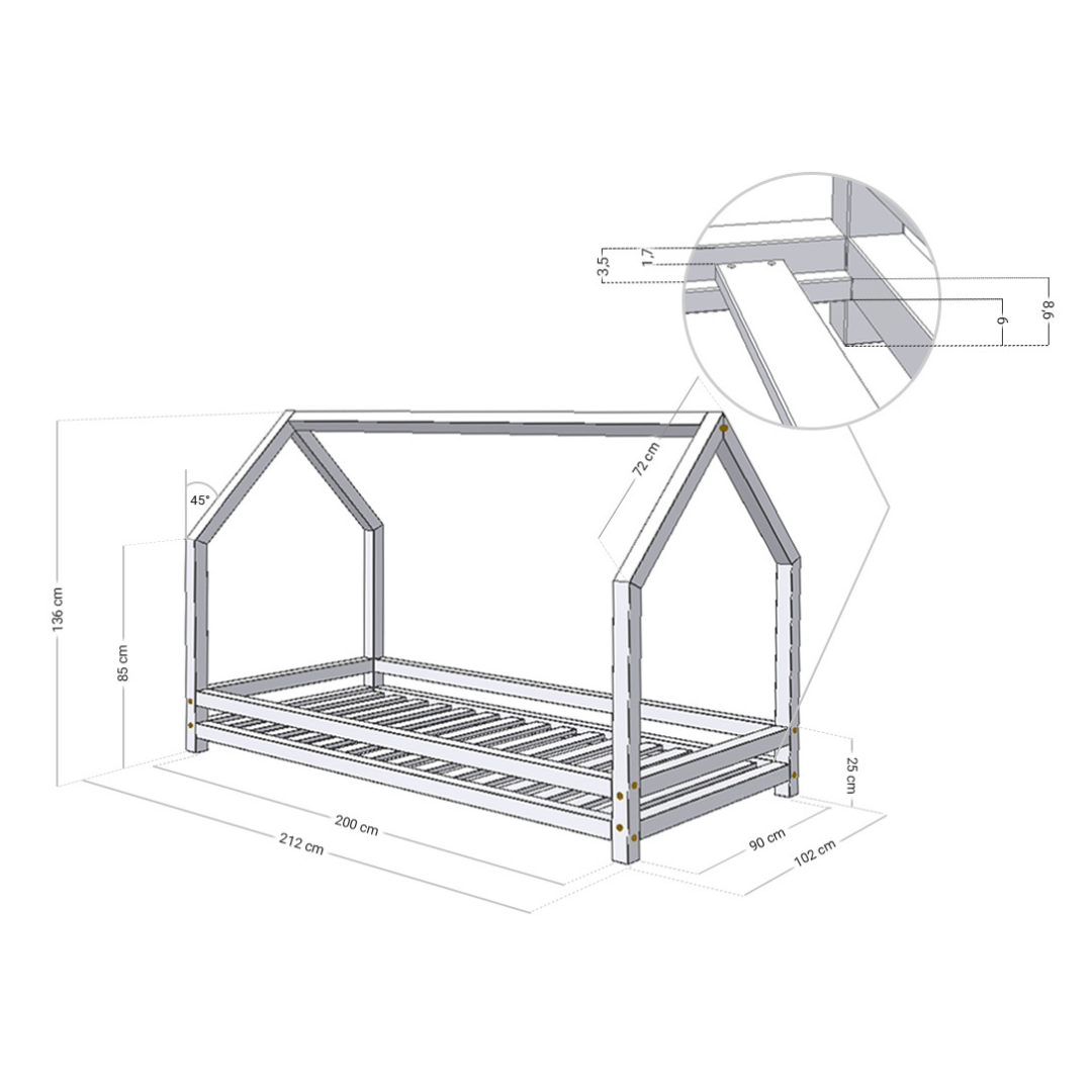 Benlemi® Otroška postelja FUNNY 90x200 White Benlemi