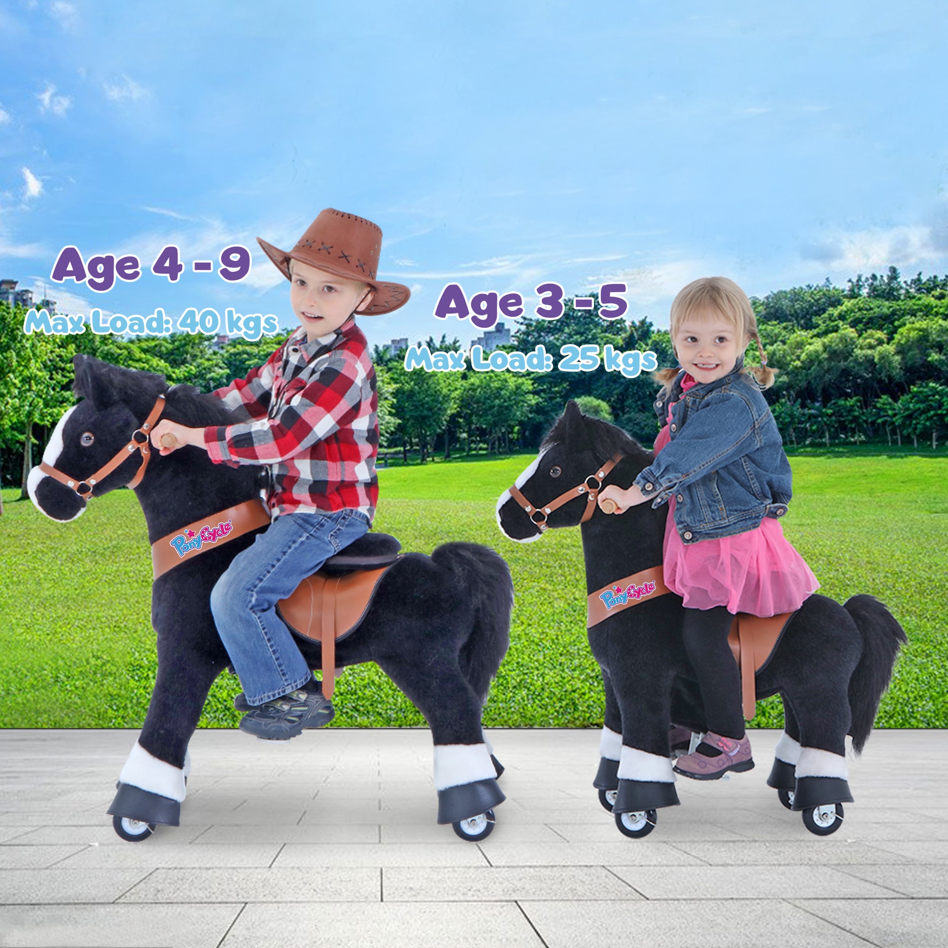 PonyCycle® Konjiček na kolesih - Black with White Hoof (3-4L) PonyCycle