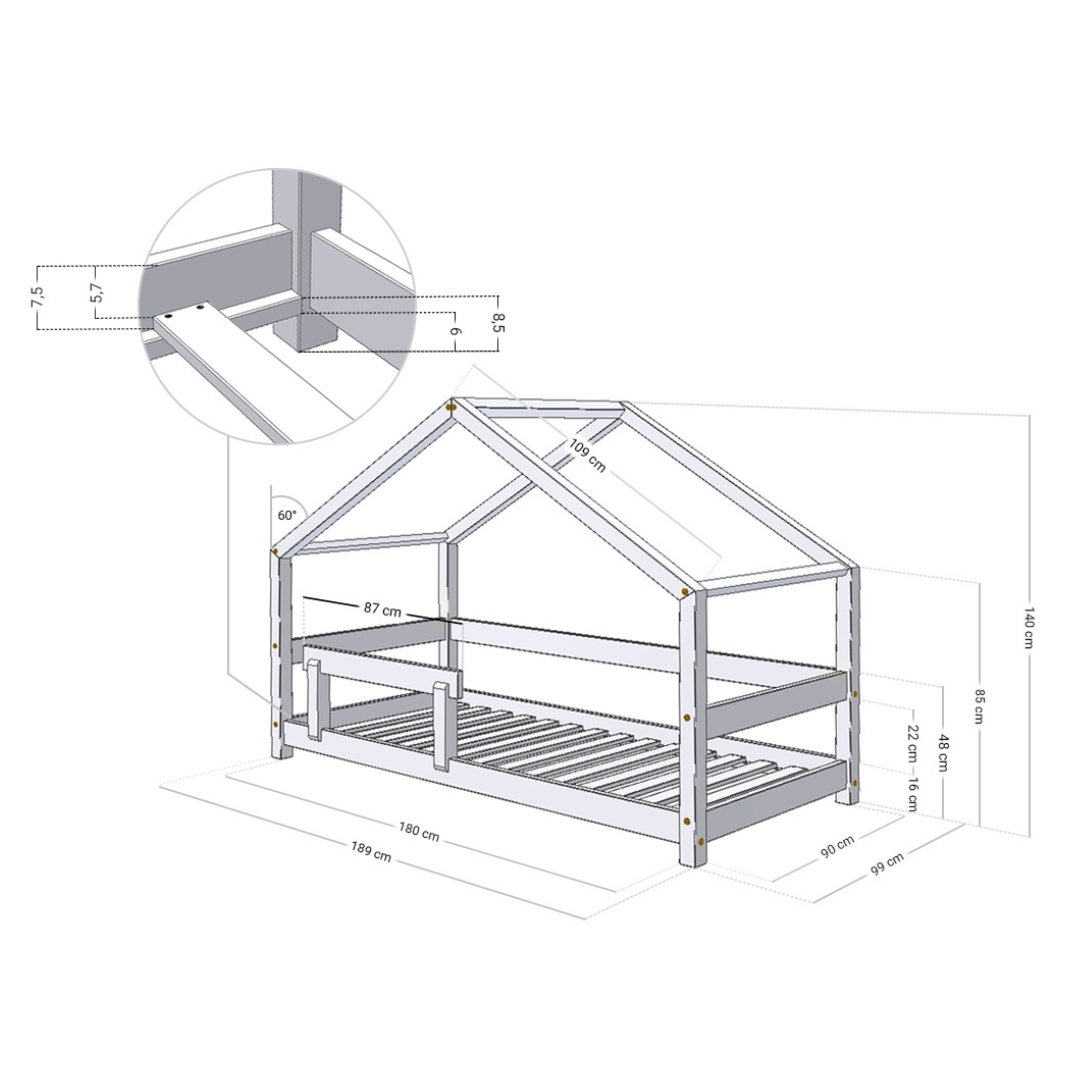 Benlemi® Otroška postelja Lucky 90x180 Natural Benlemi