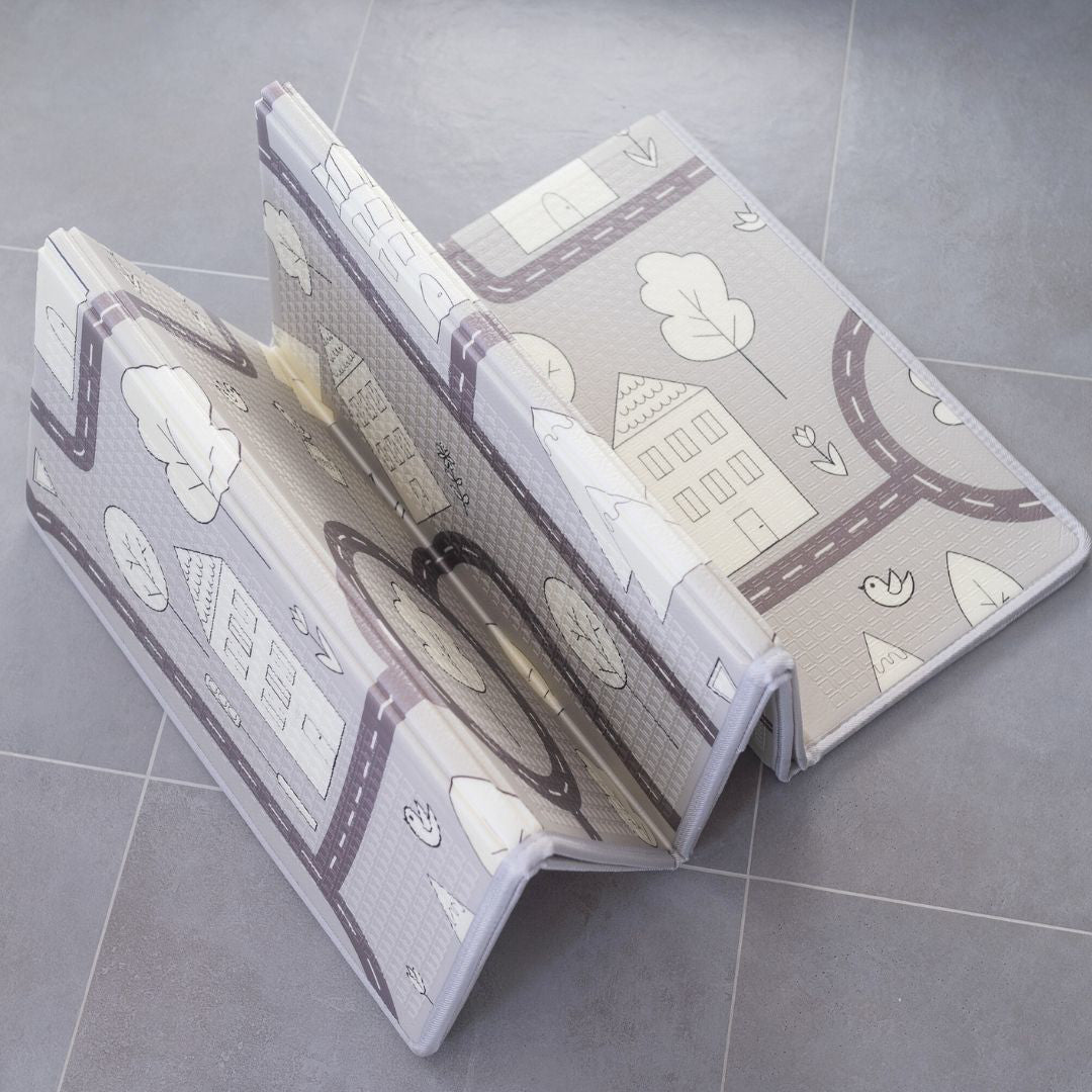 Evibell® Zložljiva igralna podloga 150x190 Dots/City Grey Evibell