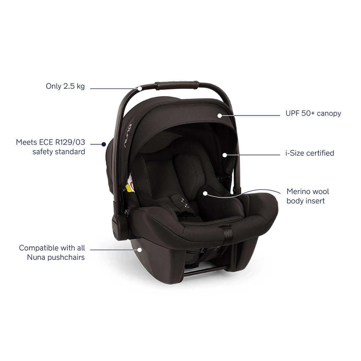 Nuna® Otroški avtosedež / lupinica Pipa™ Lite (40-83 cm) Caviar Nuna