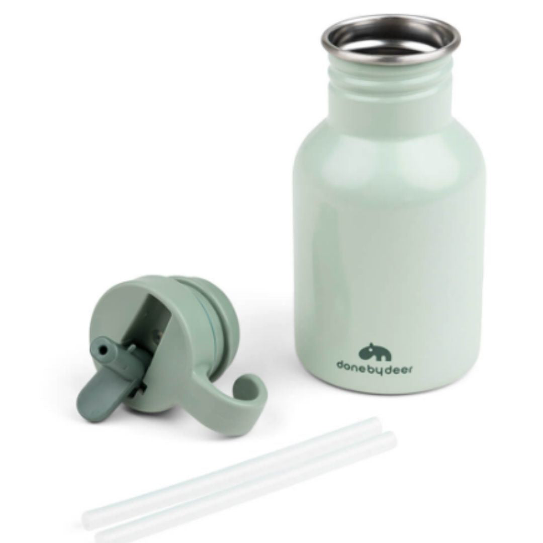 Done by Deer® Kovinska steklenička s slamico Croco Green 350 ml Done by Deer