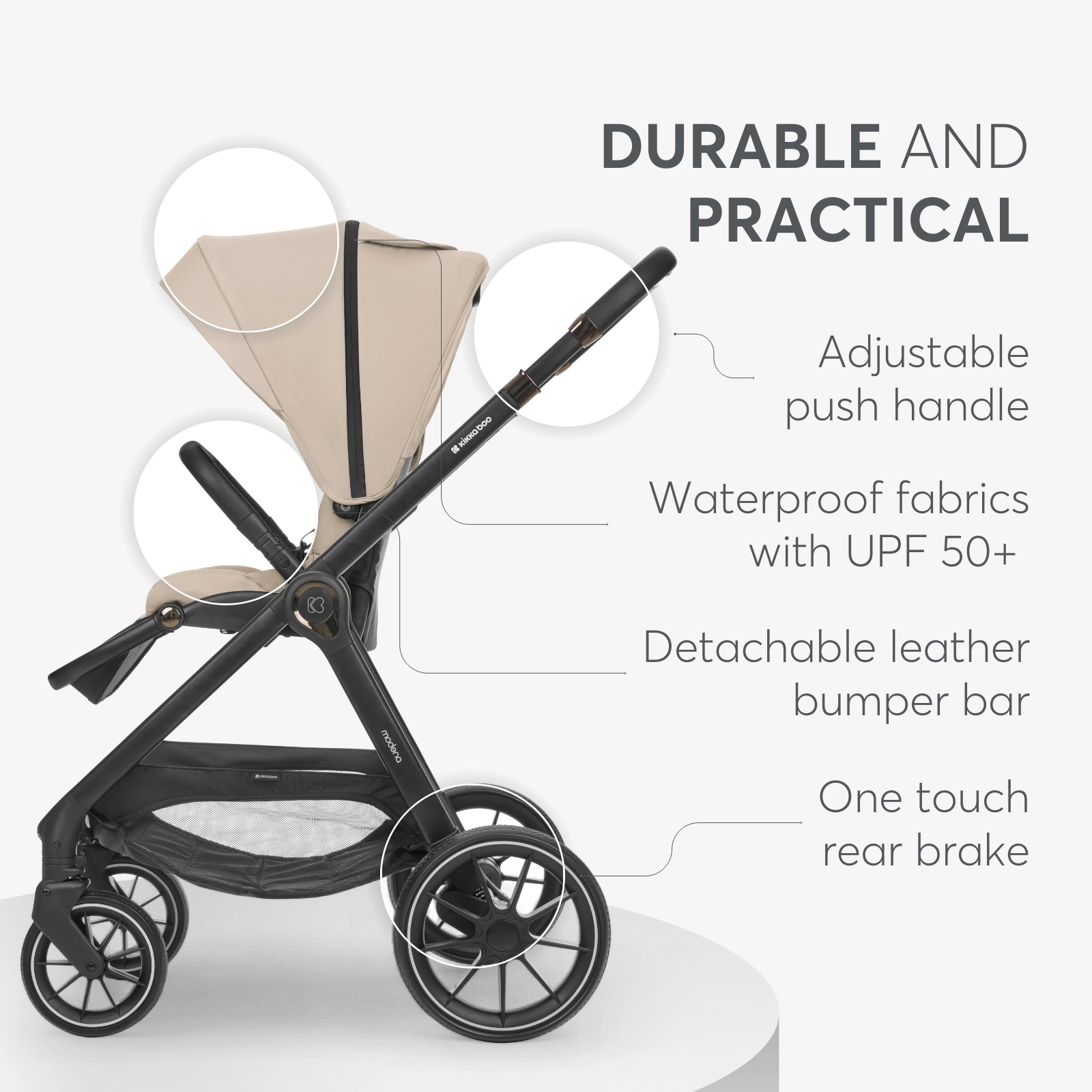 KikkaBoo® Otroški voziček s košaro 3v1 Modena Beige KikkaBoo