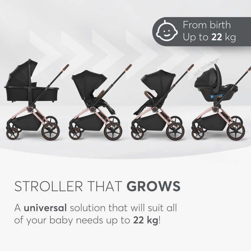 KikkaBoo® Otroški voziček s košaro 2v1 Kara Black KikkaBoo