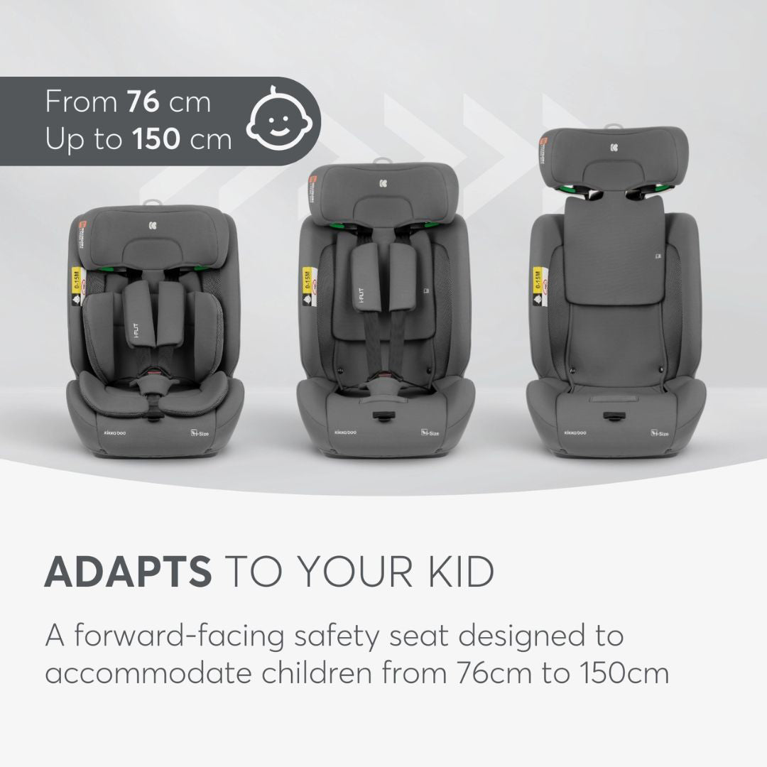 KikkaBoo® Otroški avtosedež i-Flit i-SIZE (76-150 cm) Light Grey KikkaBoo