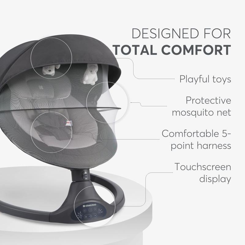 KikkaBoo® Električni gugalnik Codie Dark Grey 2025 KikkaBoo