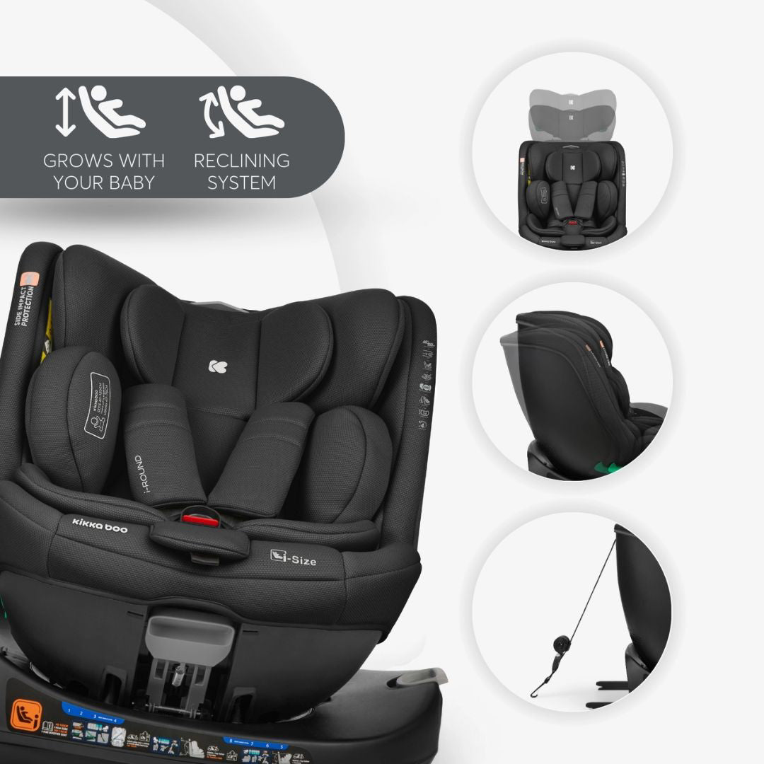 KikkaBoo® Otroški avtosedež 360 i-Round i-SIZE (40-150 cm) Black KikkaBoo