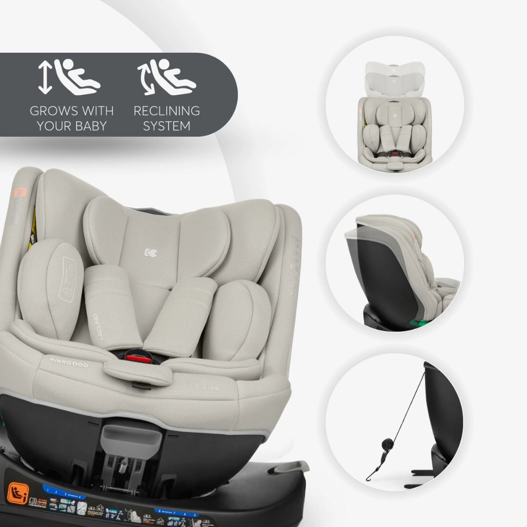 KikkaBoo® Otroški avtosedež 360 i-Round i-SIZE (40-150 cm) Light Grey KikkaBoo