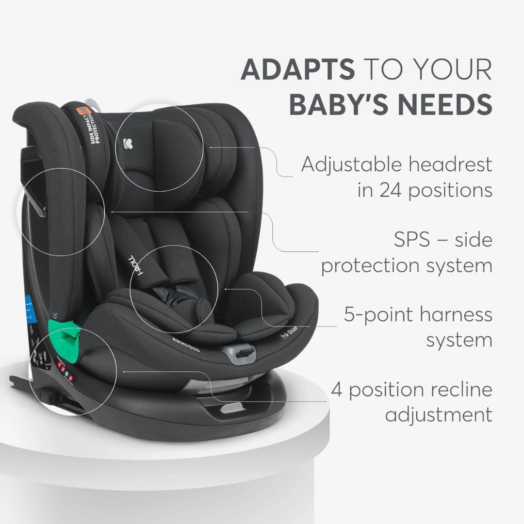 KikkaBoo® Otroški avtosedež 360 i-Roll i-SIZE (40-150 cm) Black KikkaBoo