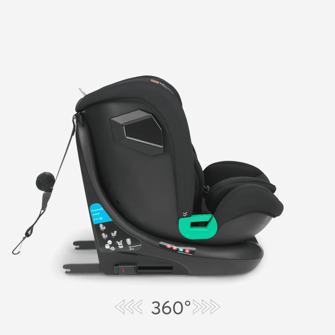 KikkaBoo® Otroški avtosedež 360 i-Roll i-SIZE (40-150 cm) Black KikkaBoo