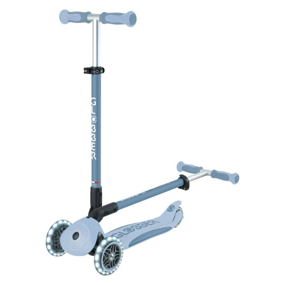 Globber® Zložljivi otroški skiro GO UP deluxe 360° s svetlečimi kolesi Blueberry Globber