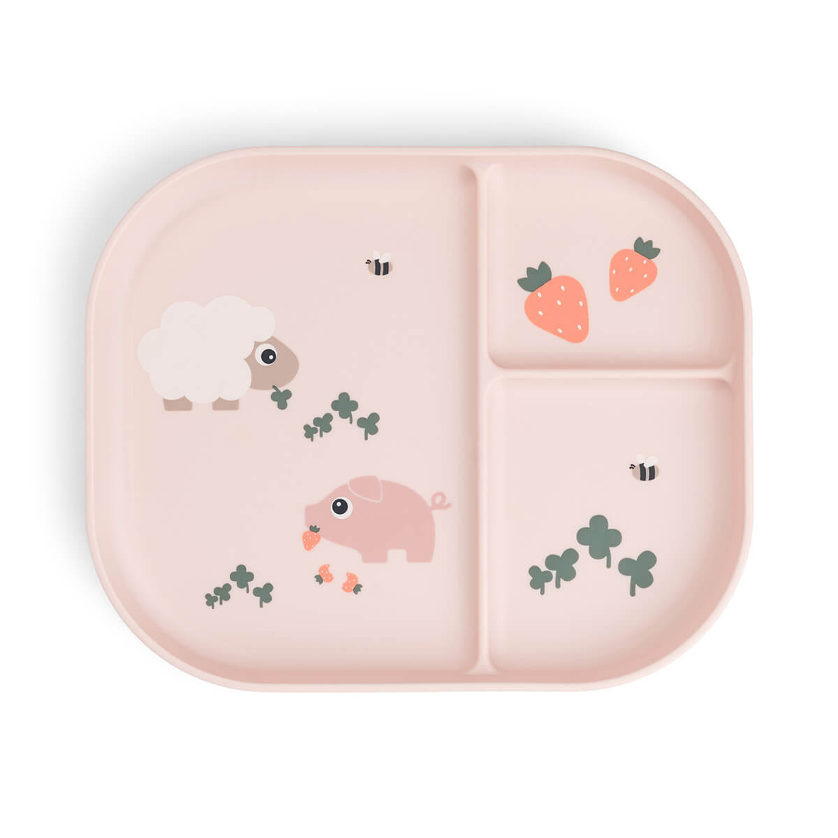 Done by Deer® Otroški deljeni krožnik Foodie Tiny Farm Powder Done by Deer