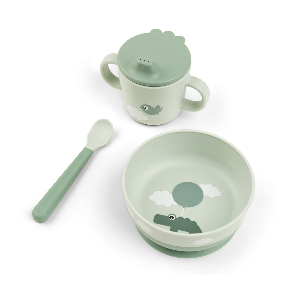 Done by Deer® Prvi jedilni set Foodie Happy Clouds Green Done by Deer