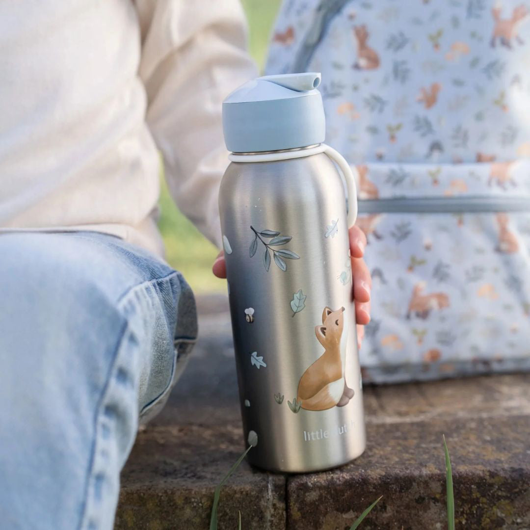 Little Dutch® Otroška steklenička iz nerjavečega jekla flip-up Forest Friends 350ml Little Dutch