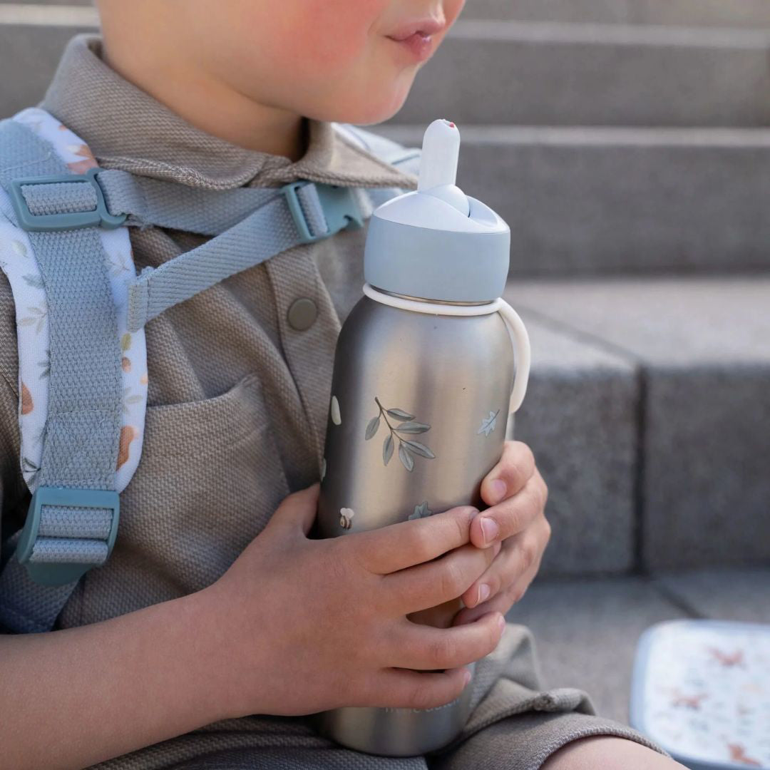 Little Dutch® Otroška steklenička iz nerjavečega jekla flip-up Forest Friends 350ml Little Dutch