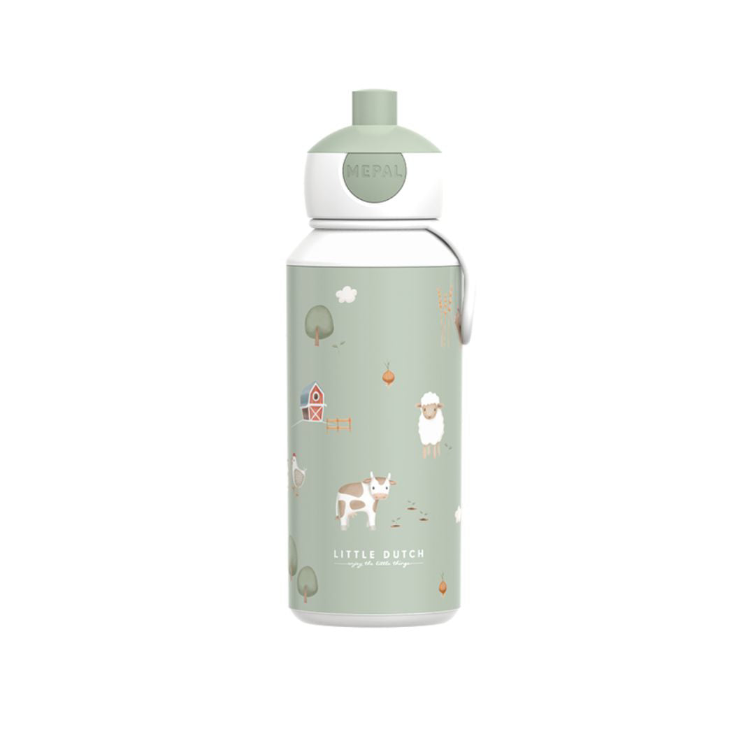 Little Dutch® Steklenička za pitje pop-up Little Farm 400ml Little Dutch