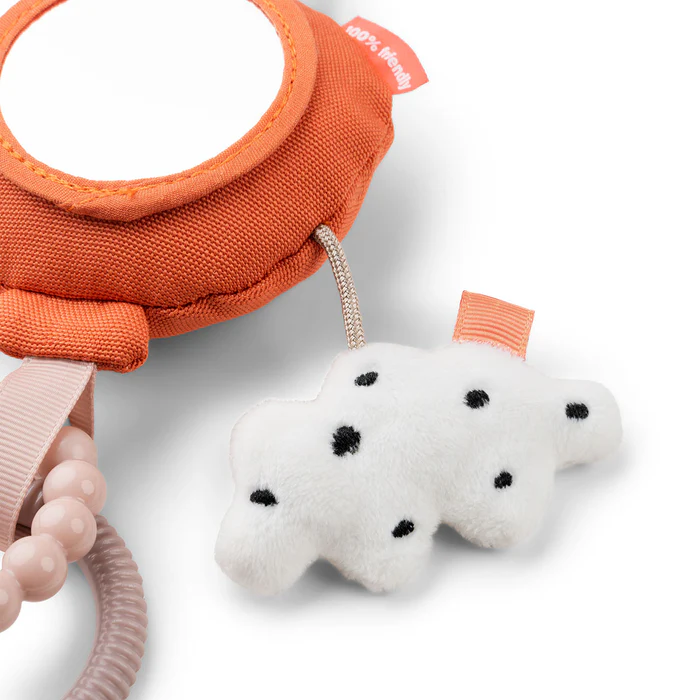 Done by Deer® Aktivnostna igračka za voziček z ogledalcem Happy Clouds Papaya Done by Deer