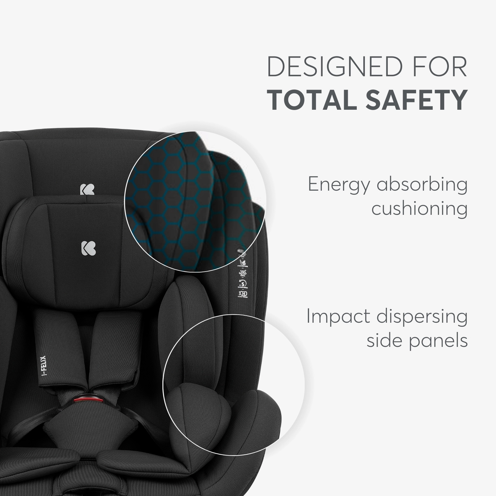 KikkaBoo® Otroški avtosedež 360° i-Felix i-SIZE (40-150 cm) Dark Grey KikkaBoo