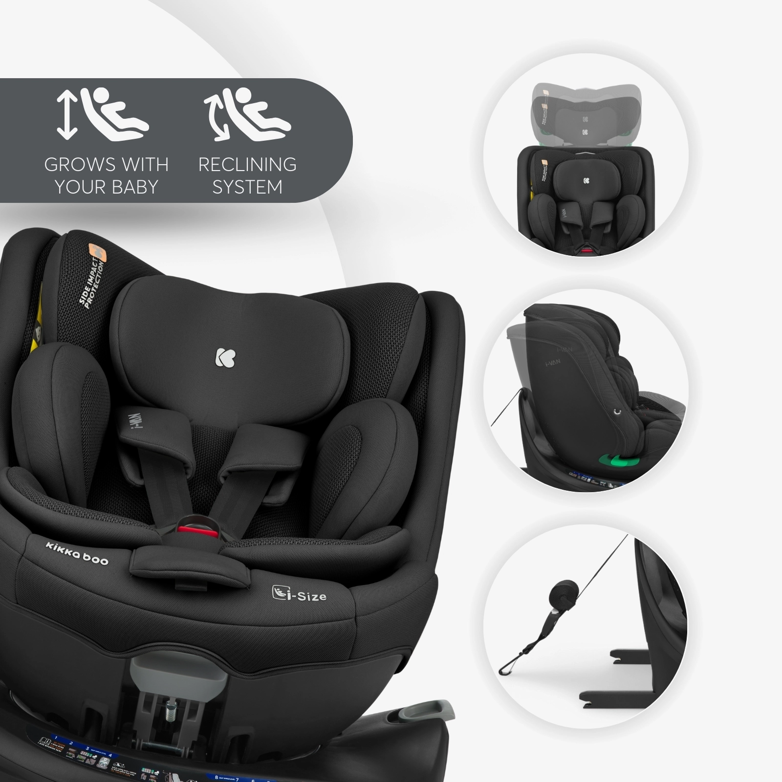 KikkaBoo® Otroški avtosedež 360°i-Van i-SIZE (40-150 cm) Black KikkaBoo
