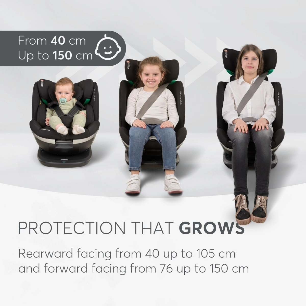 KikkaBoo® Otroški avtosedež 360° i-Drive i-SIZE (40-150 cm) Dark Grey KikkaBoo