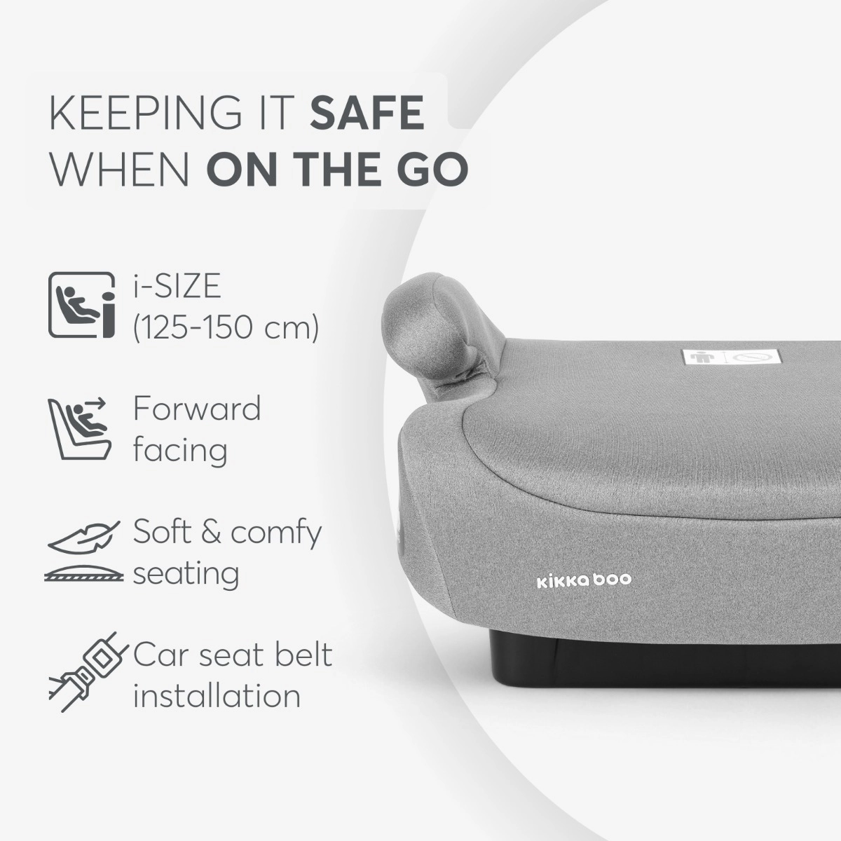 KikkaBoo® Otroški jahač i-Go i-SIZE (125-150 cm) Light Grey KikkaBoo