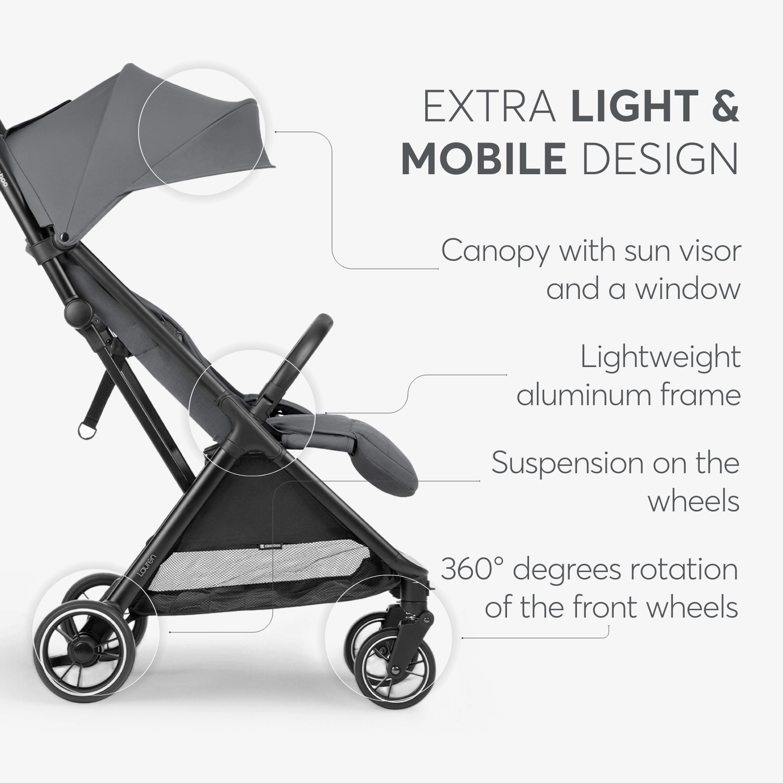 KikkaBoo® Otroški voziček Lauren Grey 2025 KikkaBoo