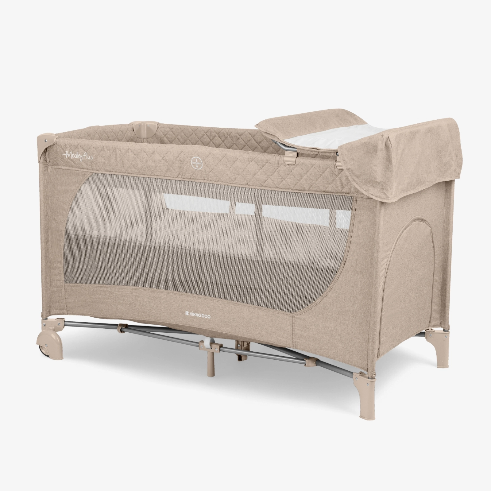 KikkaBoo® Prenosna posteljica 2 levels 125x65 Medley PLUS Beige KikkaBoo