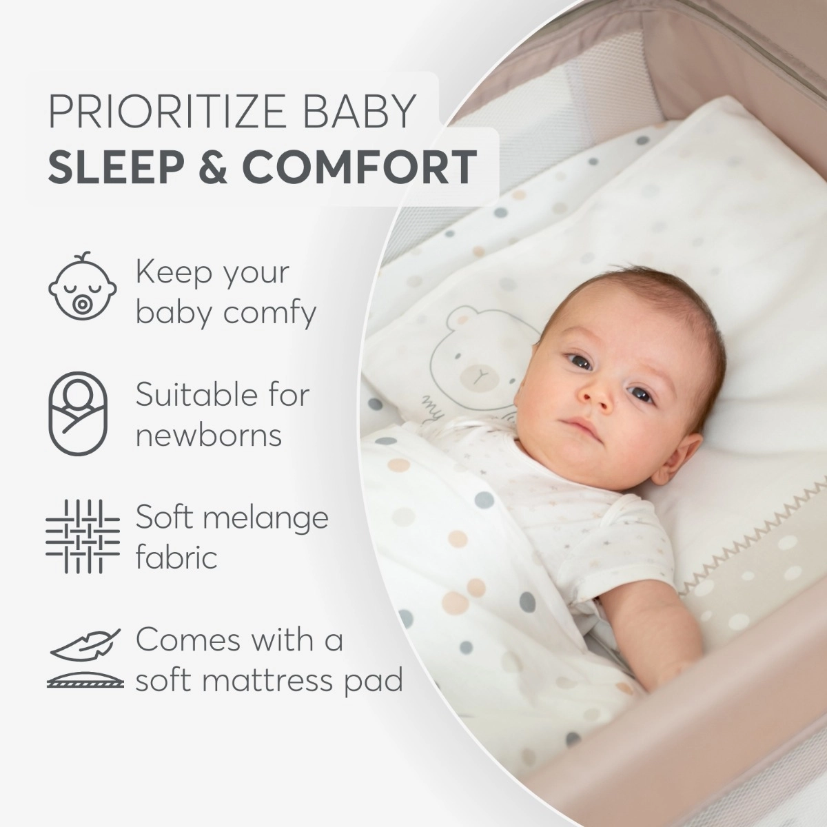 KikkaBoo® Prenosna posteljica 2 levels 125x65 So Gifted PLUS Beige KikkaBoo