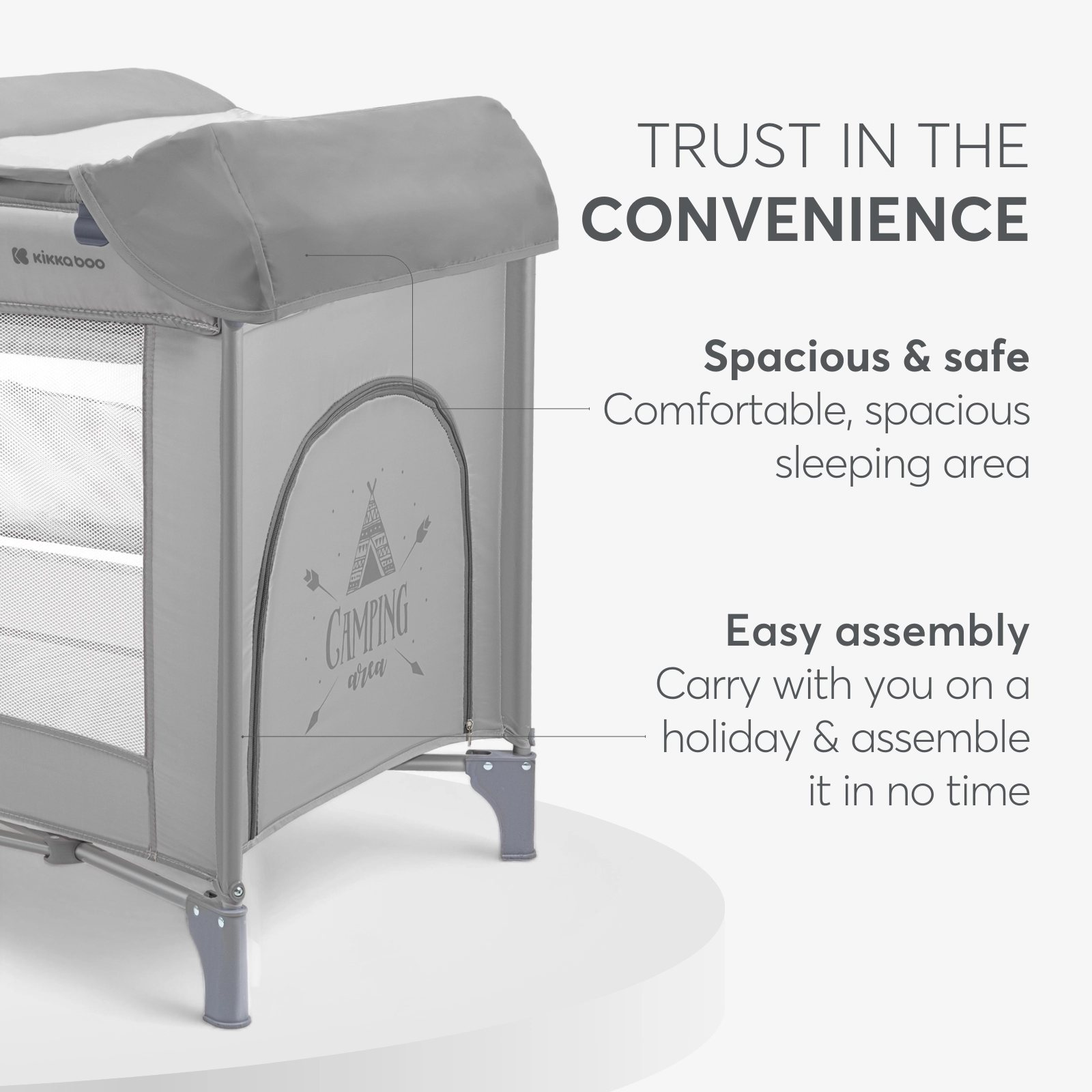 KikkaBoo® Prenosna posteljica 2 levels 125x65 So Gifted PLUS Grey KikkaBoo