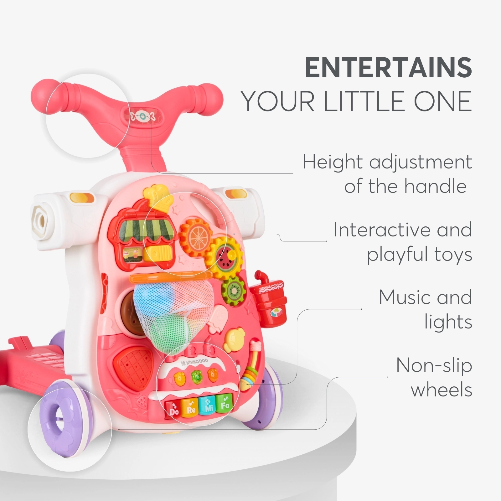 KikkaBoo® Aktivnostni voziček 4v1 Sweet Escape Pink KikkaBoo