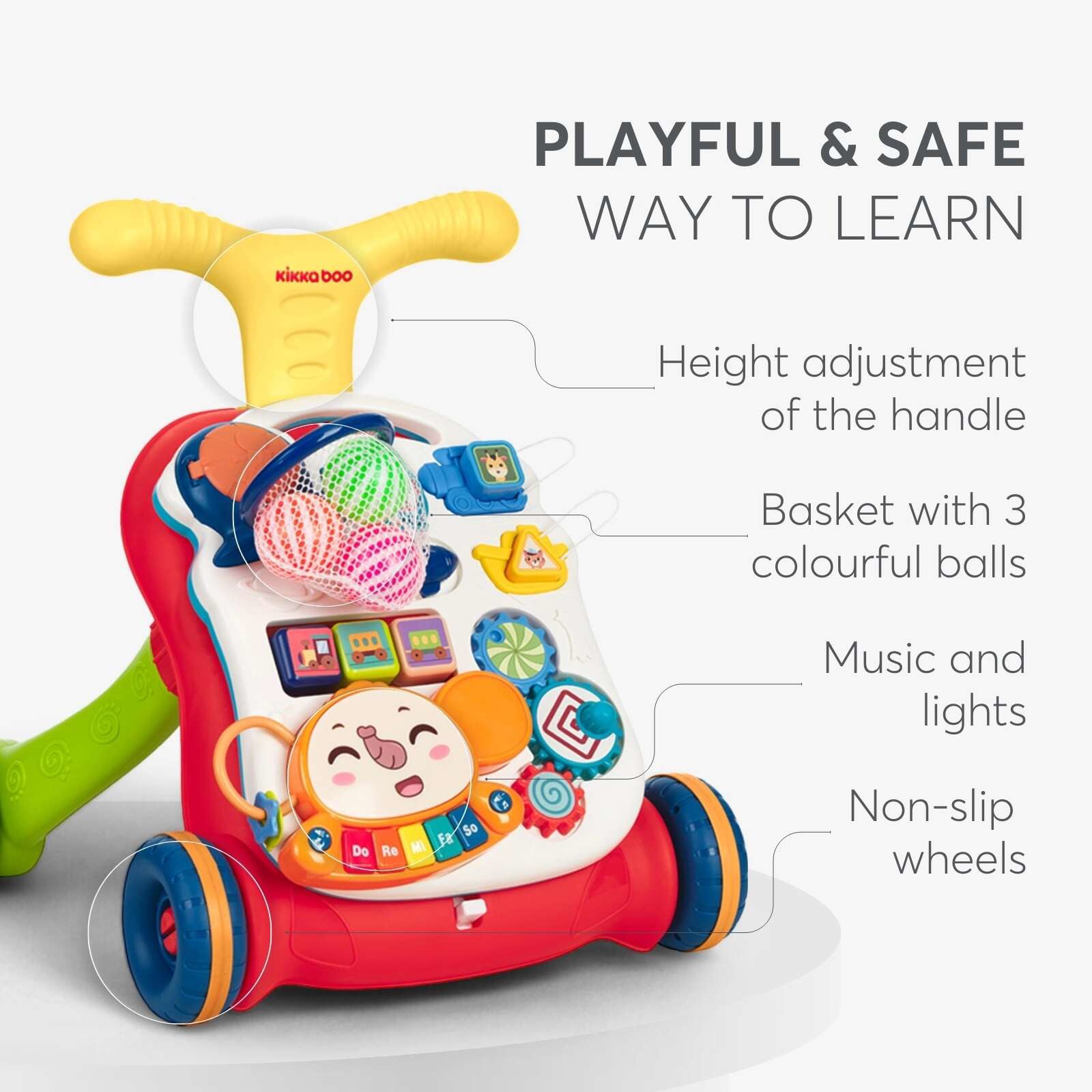 KikkaBoo® Aktivnostni voziček 3v1 Play & Grow Red KikkaBoo