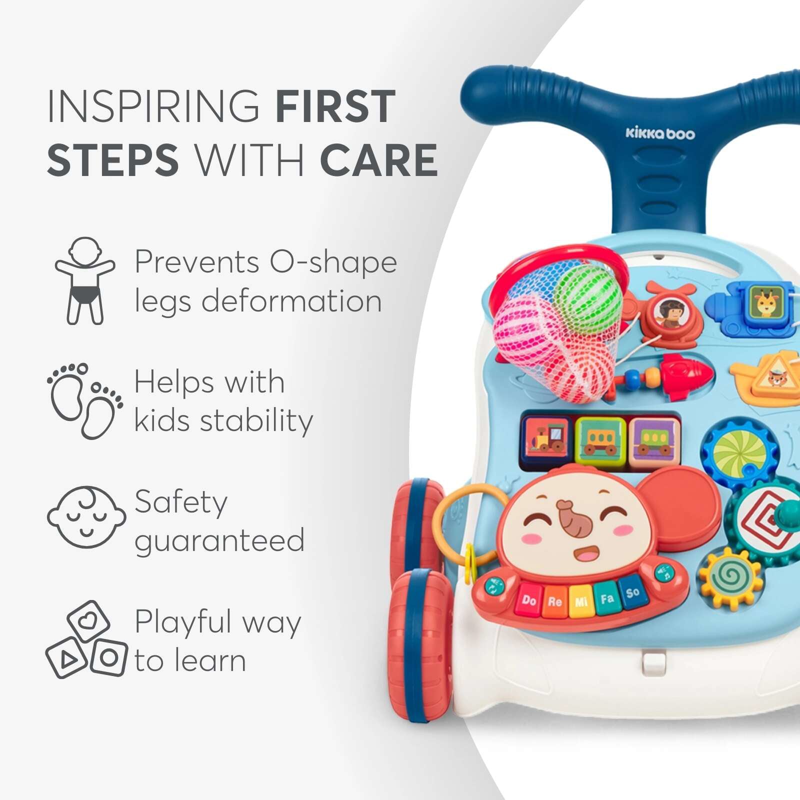 KikkaBoo® Aktivnostni voziček 3v1 Play & Grow Blue KikkaBoo