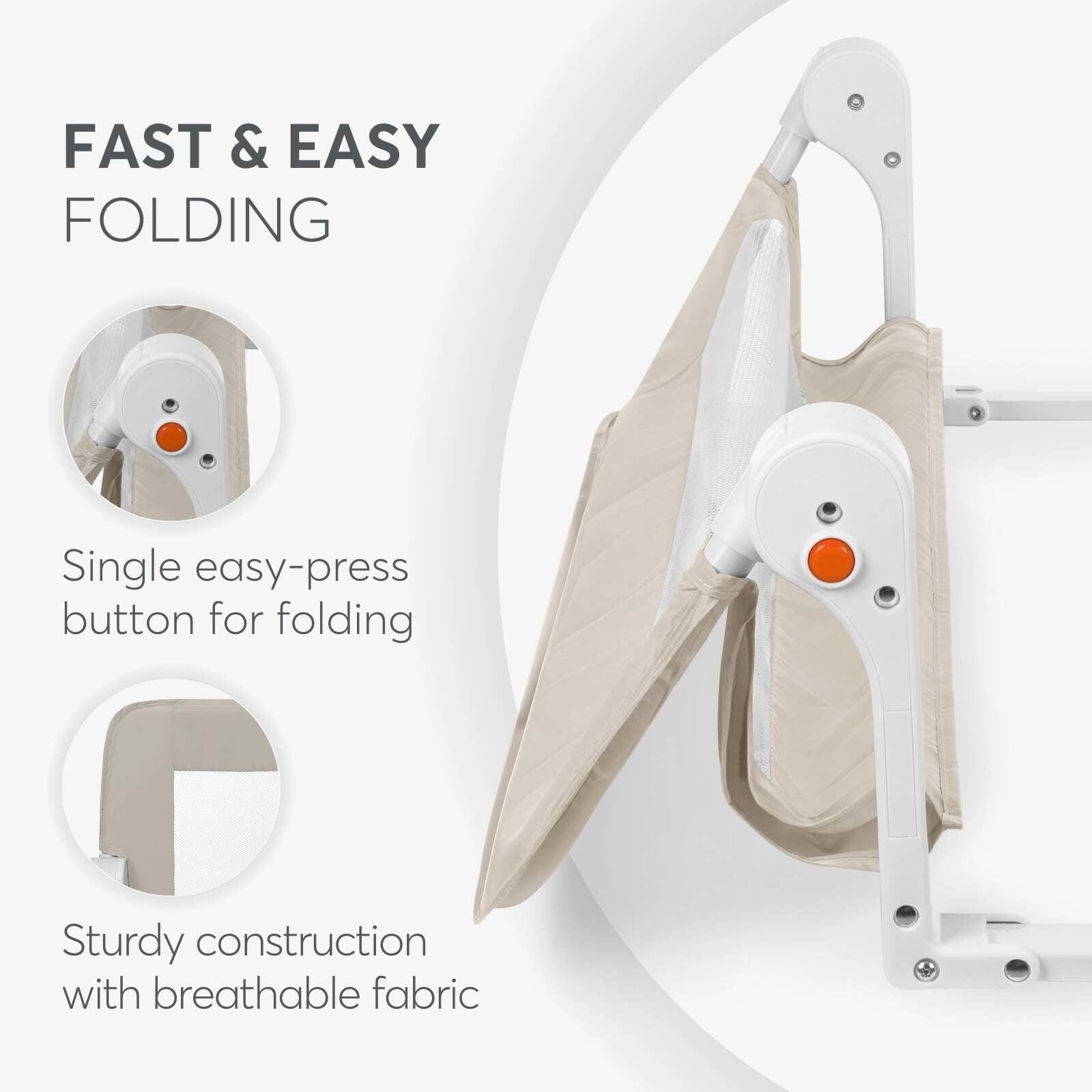 KikkaBoo® Posteljno varovalo I am Safe 150cm Beige KikkaBoo