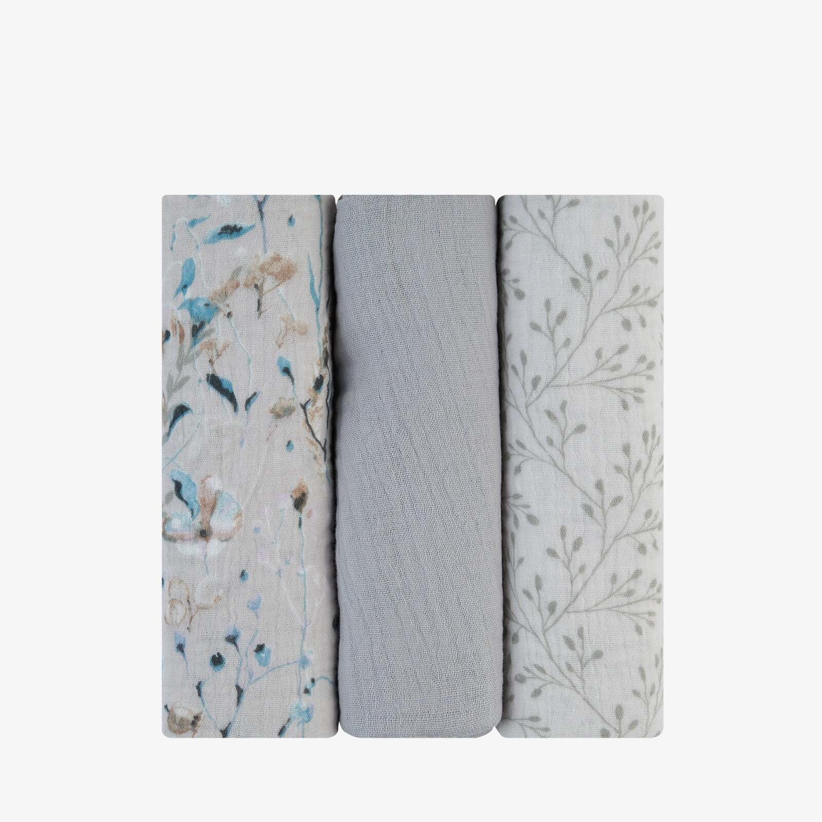 KikkaBoo® Tetra pleničke iz muslina 3 kosi 75x75 cm Dreamy Fields Grey KikkaBoo