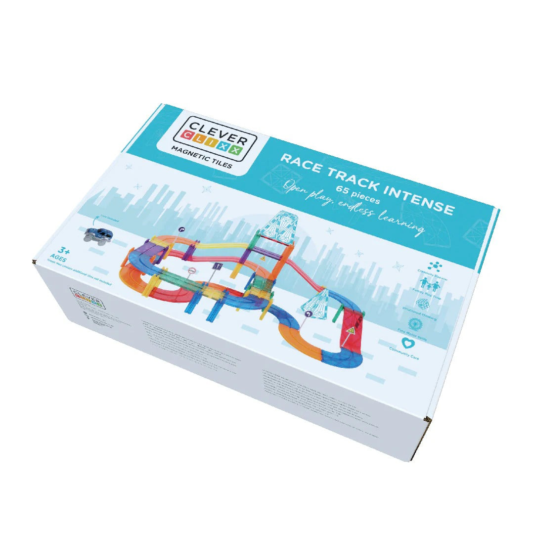 Cleverclixx® Magnetne ploščice Race Track Intense 65 kos Cleverclixx