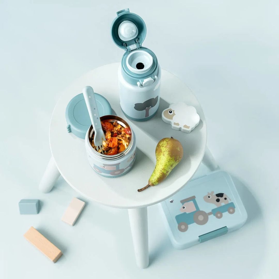 Done by Deer® Termo steklenička 340 ml Tiny farm Blue Done by Deer